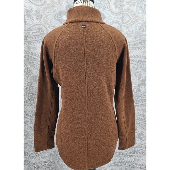PrAna Frozen falls wool blend pullover Brown Sz XS Gorpcore Cabincore 1/4 button - Picture 2 of 5